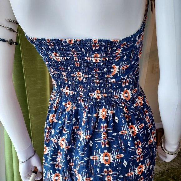 Navy Aztec print Romper Dress by BeBop: This is a junior brand: Size M - Picture 7 of 9